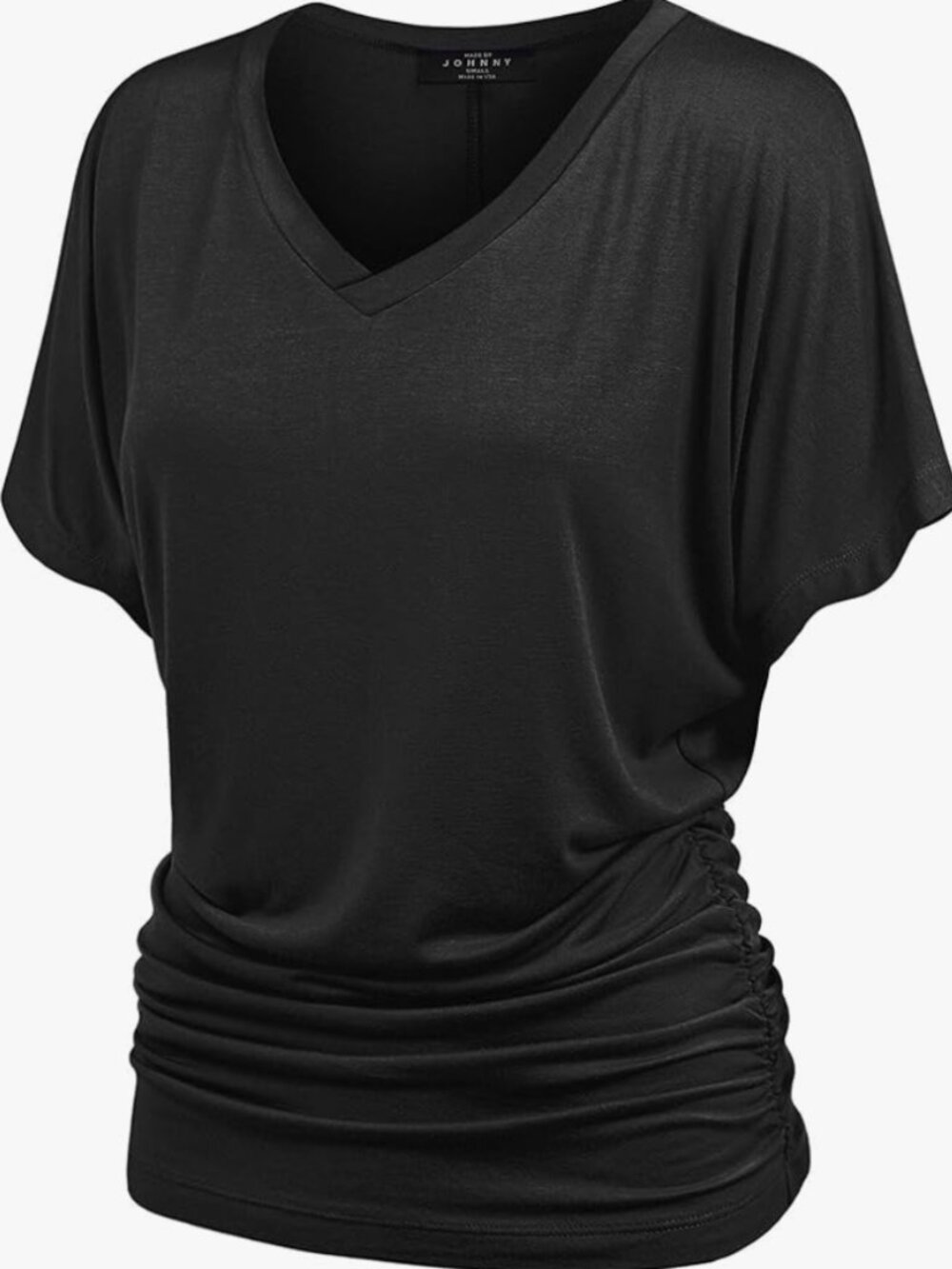 Made By Johnny Women's Casual Solid Short Sleeve Boat Neck/V Neck Dolman Top XXL